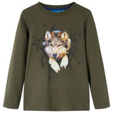 VidaXL Kindershirt met lange mouwen 128 kakikleurig