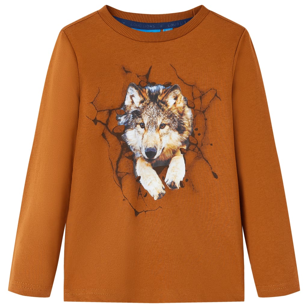 VidaXL Kindershirt met lange mouwen 92 cognackleurig