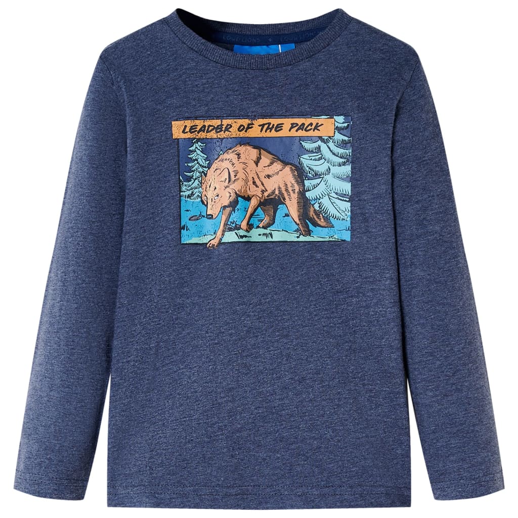 Vidaxl kindershirt met lange mouwen 140 gemêleerd donkerblauw