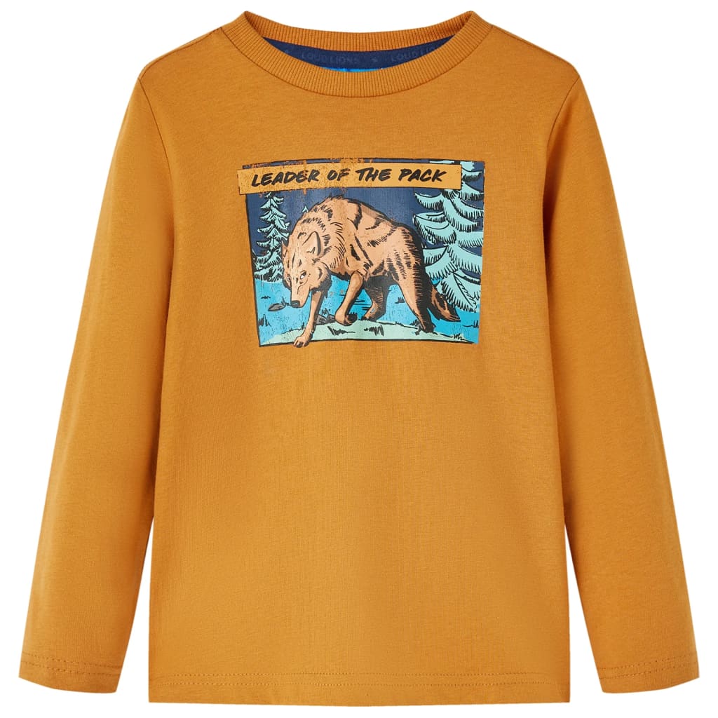 Vidaxl kindershirt met lange mouwen 128 donkerokerkleurig