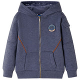 Vidaxl kindervest met capuchon en rits 116 gemêleerd donkerblauw