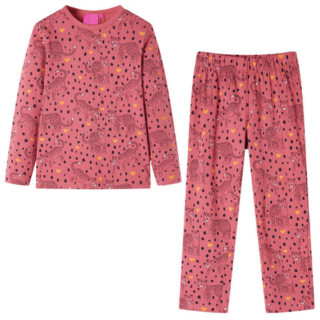 Vidaxl kinderpyjama met lange mouwen 128 oudroze