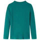 VidaXL Kindershirt met lange mouwen geribd 92 donkergroen