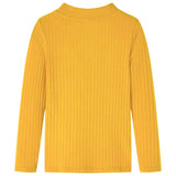 VidaXL Kindershirt met lange mouwen geribd 140 donker okerkleurig