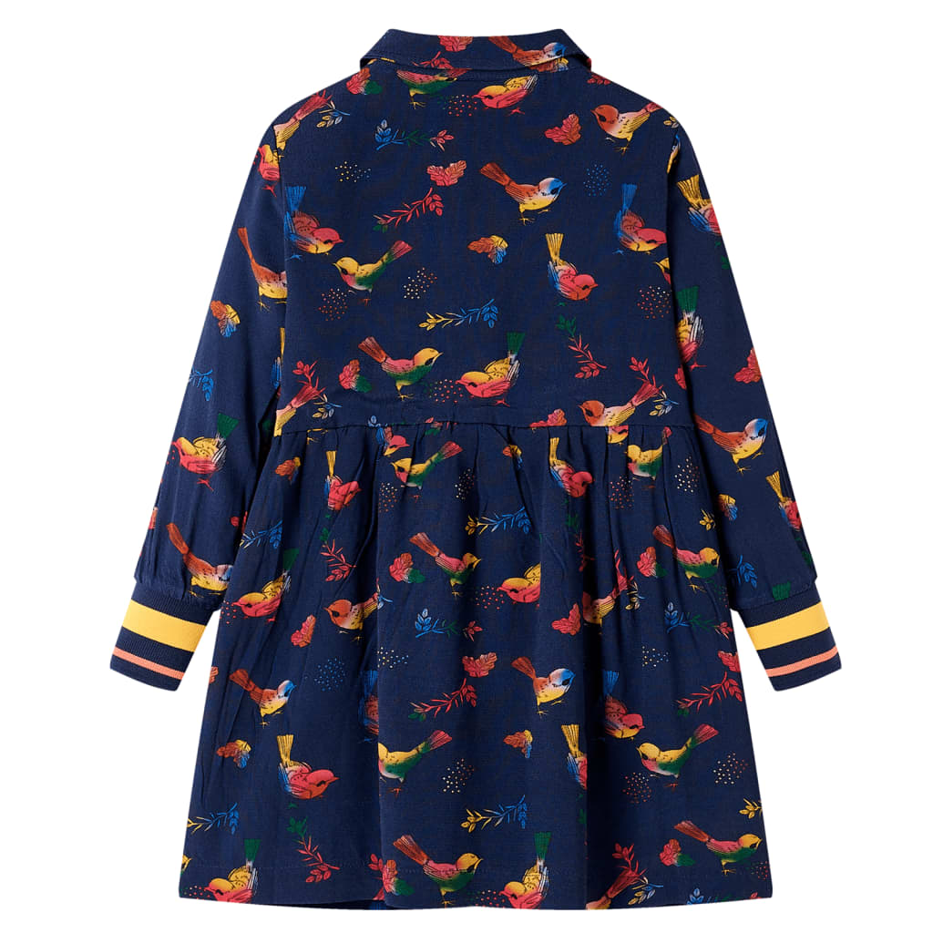 Vidaxl kinderjurk met lange mouwen 140 marineblauw