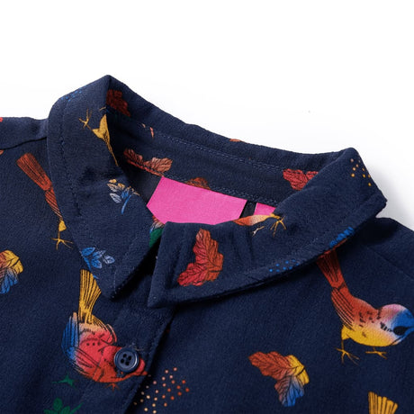 Vidaxl kinderjurk met lange mouwen 140 marineblauw