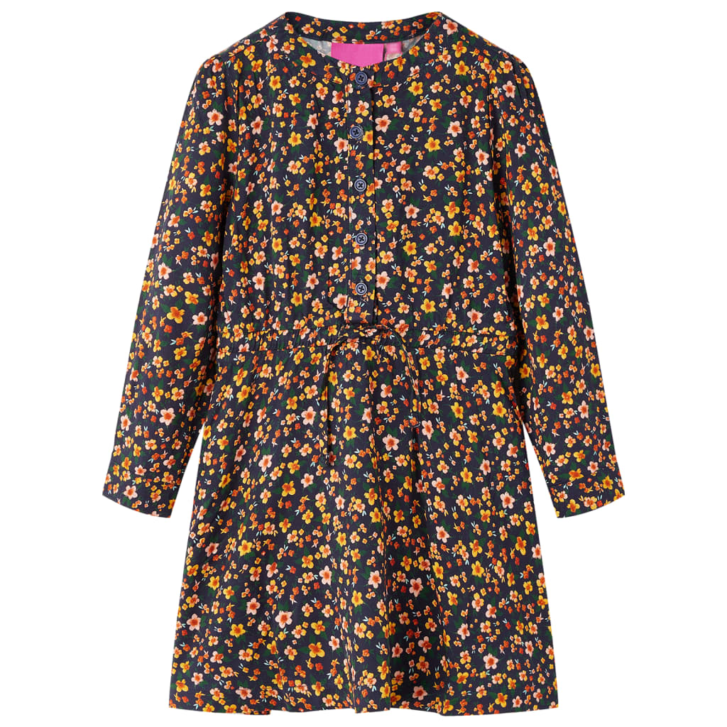 Vidaxl kinderjurk met lange mouwen 140 marineblauw