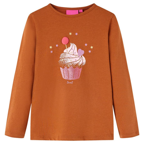 Vidaxl kindershirt met lange mouwen 104 cognackleurig