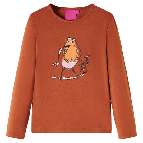 Vidaxl kindershirt met lange mouwen 128 cognackleurig