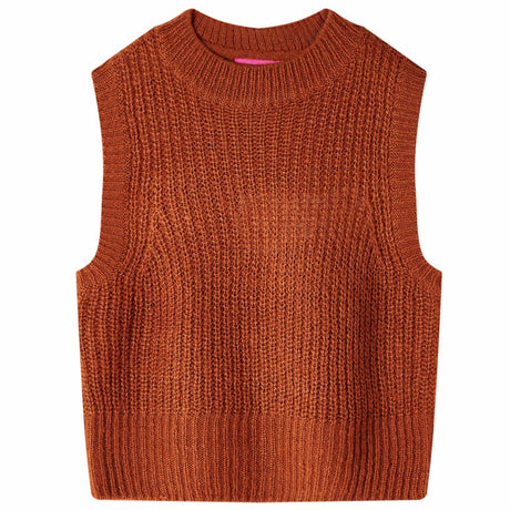 Vidaxl kinderspencer gebreid 116 cognackleurig