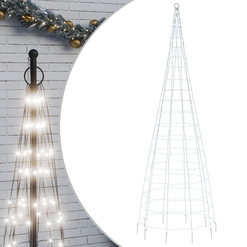 Vidaxl led-kerstboom aan vlaggenmast 550 leds koud wit 300 cm