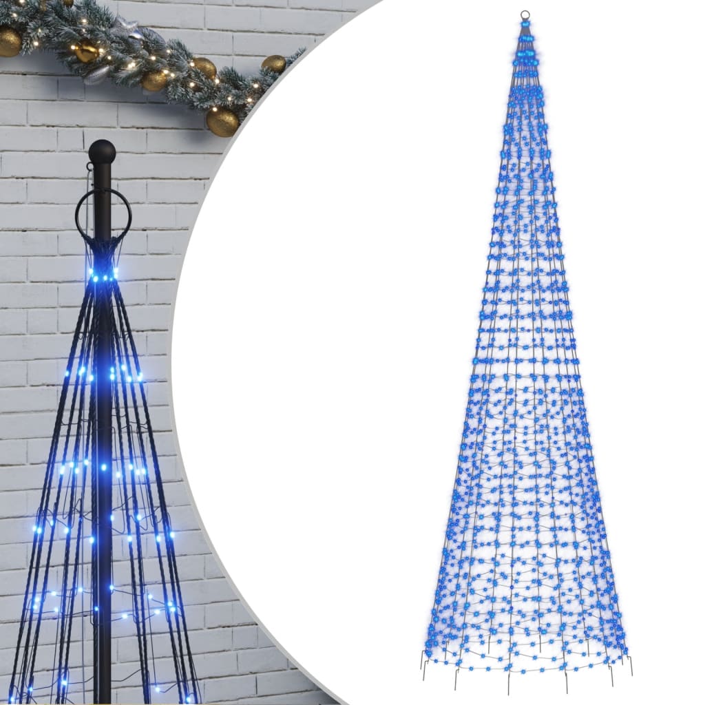 Vidaxl led-kerstboom aan vlaggenmast 1534 leds 500 cm blauw