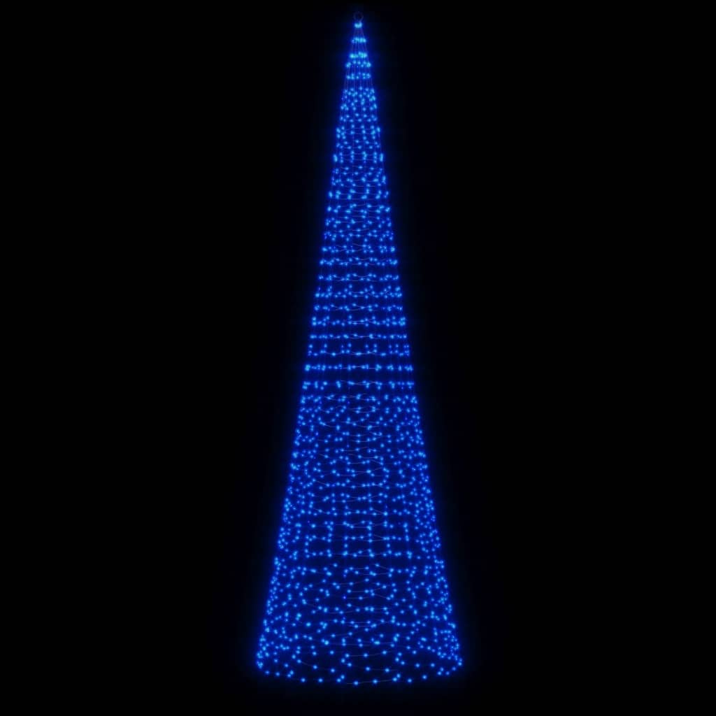 Vidaxl led-kerstboom aan vlaggenmast 1534 leds 500 cm blauw