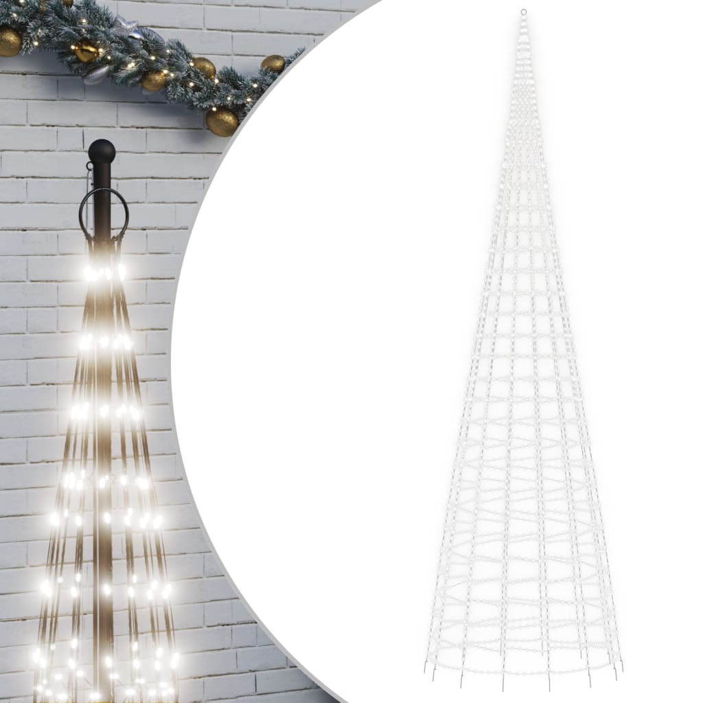 Vidaxl led-kerstboom aan vlaggenmast 3000 leds koud wit 800 cm