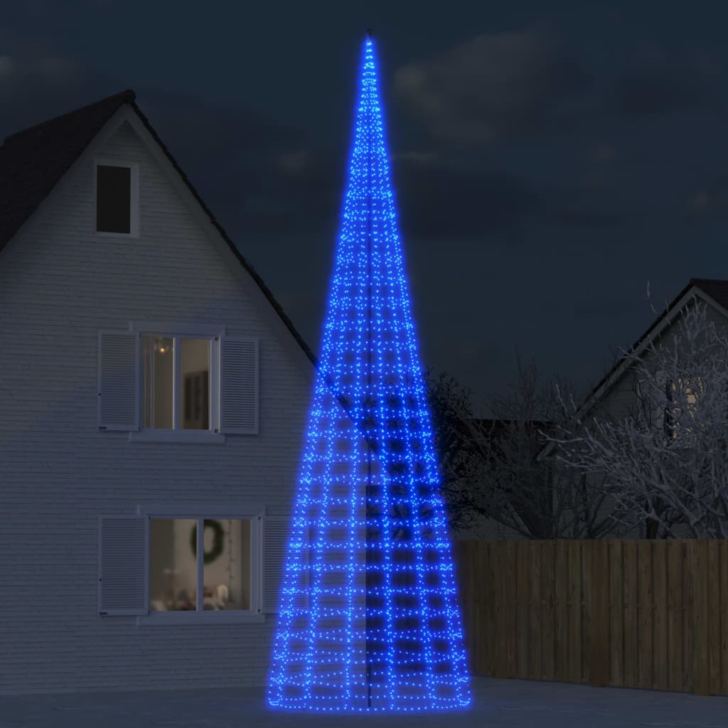 Vidaxl led-kerstboom aan vlaggenmast 3000 led's 800 cm blauw