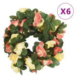 Vidaxl bloemenslingers 6 st 250 cm lente zonsondergang rood