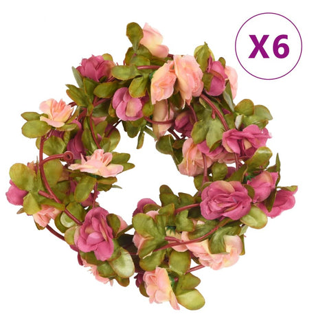 Vidaxl bloemenslingers 6 st 250 cm rozerood
