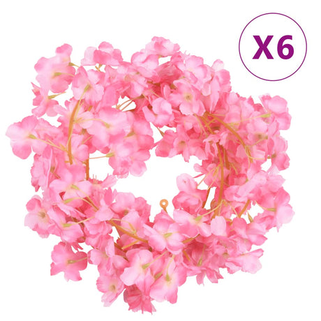 Vidaxl bloemenslingers 6 st 180 cm donkerroze