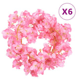 Vidaxl bloemenslingers 6 st 180 cm donkerroze