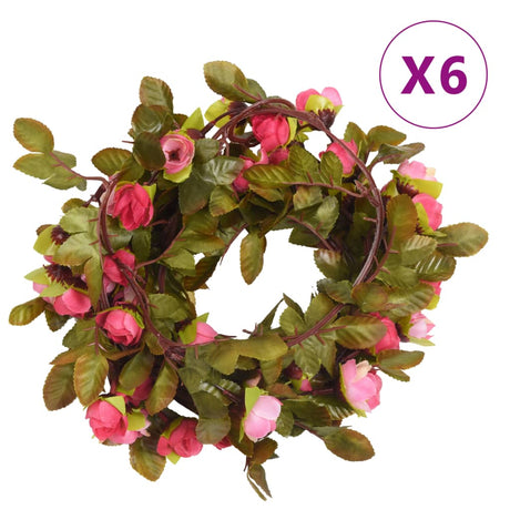Vidaxl bloemenslingers 6 st 215 cm rozenroze