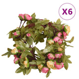 Vidaxl kerstslingers met bloemen 6 st 215 cm roze