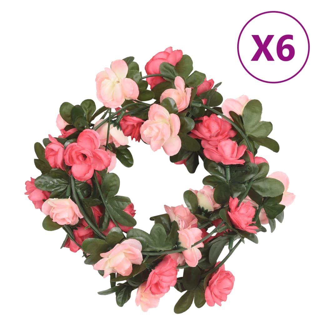 Vidaxl kerstslingers met bloemen 6 st 240 cm rozé