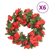 Vidaxl kerstslingers met bloemen 6 st 240 cm rood