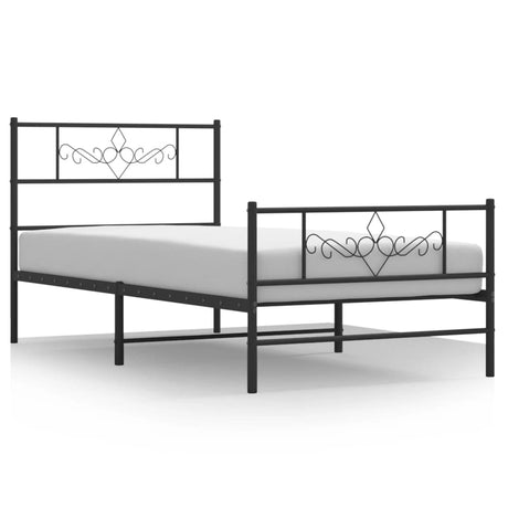 Vidaxl bedframe met hoofd- en voeteneinde metaal zwart 90x190 cm