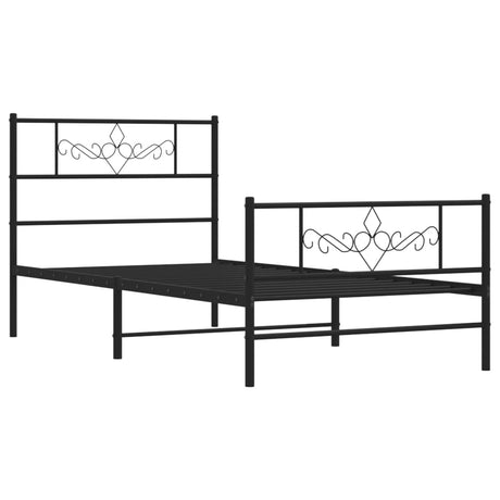 Vidaxl bedframe met hoofd- en voeteneinde metaal zwart 90x190 cm