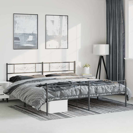 Vidaxl bedframe met hoofd- en voeteneinde metaal zwart 193x203 cm