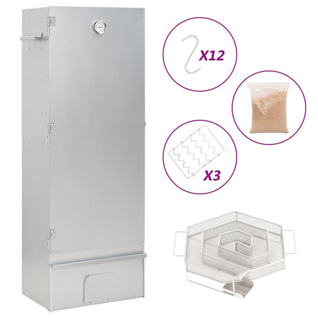 Vidaxl bbq-rookoven met koude rookgenerator gegalvaniseerd staal