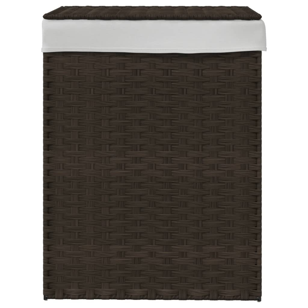 Vidaxl wasmand met deksel 46x33x60 cm poly rattan donkerbruin