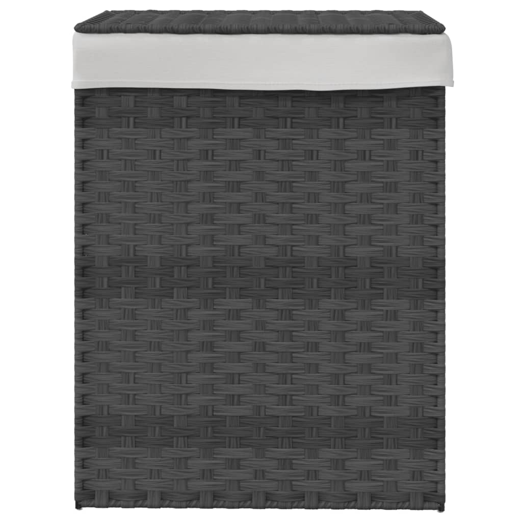 Vidaxl wasmand met deksel 46x33x60 cm poly rattan grijs