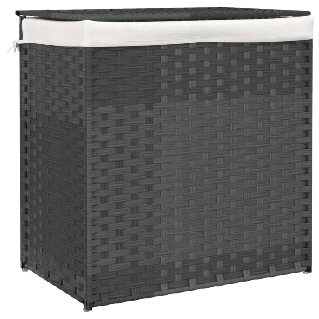 Vidaxl wasmand met 2 vakken 53x35x57 cm poly rattan grijs