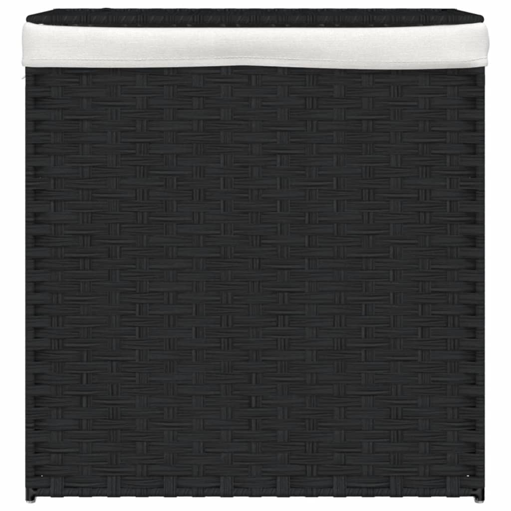 Vidaxl wasmand met 2 vakken 53x35x57 cm poly rattan zwart