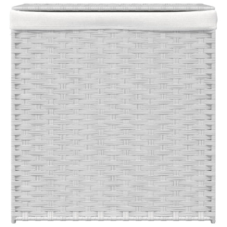 VidaXL Wasmand met 2 vakken 53x35x57 cm poly rattan wit