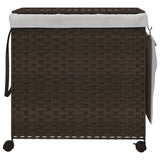 Vidaxl wasmand op wielen 60x35x60,5 cm rattan donkerbruin