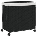 Vidaxl wasmand op wielen 60x35x60,5 cm rattan zwart