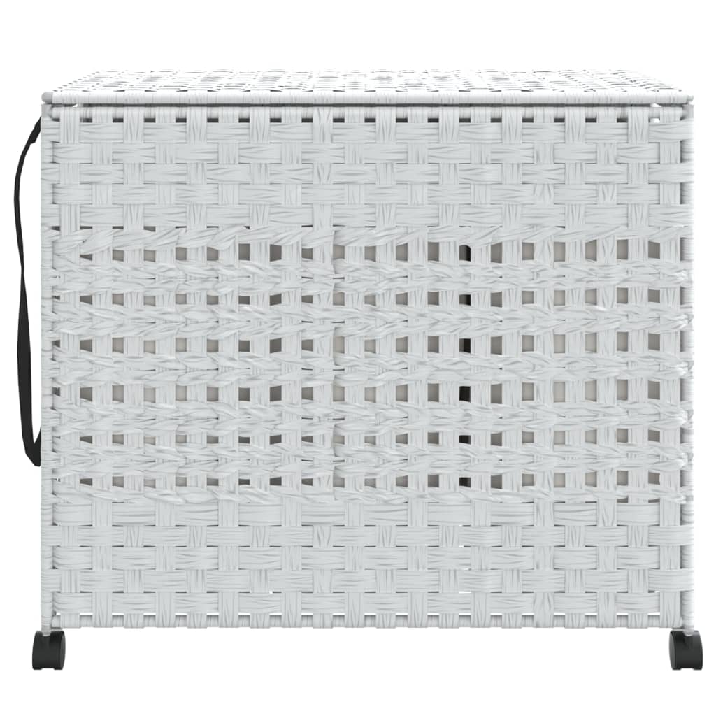 Vidaxl wasmand op wielen 66x35x60 cm rattan wit