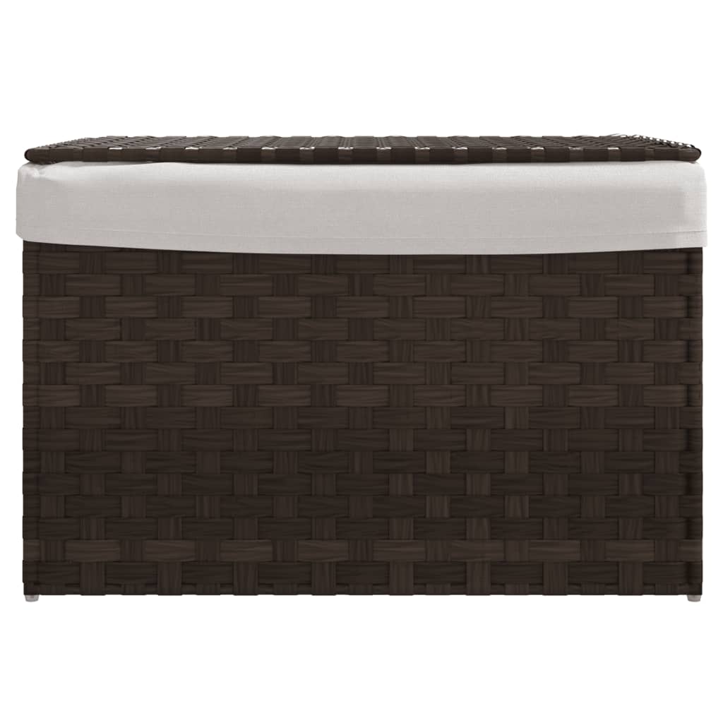 Vidaxl wasmand met deksel 55,5x35x34 cm poly rattan donkerbruin