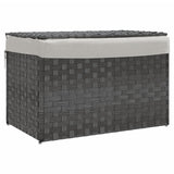 Vidaxl wasmand met deksel 55,5x35x34 cm poly rattan grijs