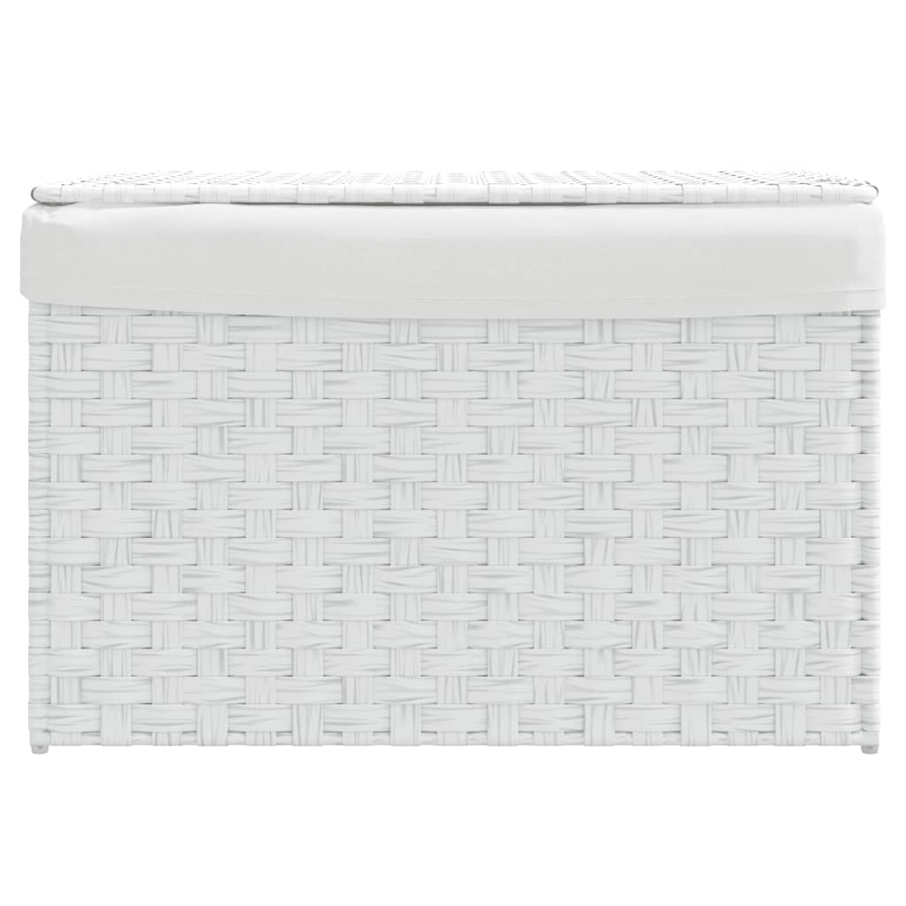 Vidaxl wasmand met deksel 55,5x35x34 cm poly rattan wit