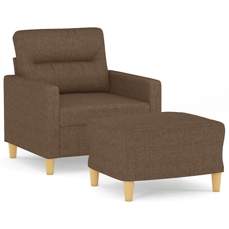 Vidaxl fauteuil met voetenbank 60 cm stof bruin