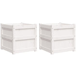 Vidaxl plantenbakken 2 st cm massief grenenhout wit