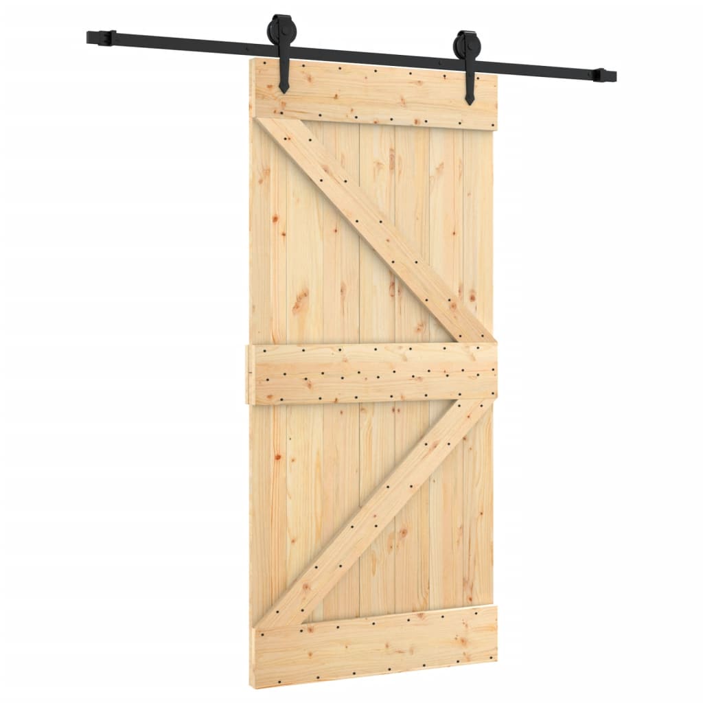 VidaXL Schuifdeur met beslag 95x210 cm massief grenenhout