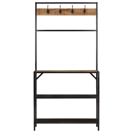 Vidaxl kapstok 90x35x180 cm massief mangohout en ijzer