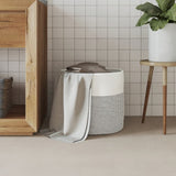 Vidaxl opbergmand ø 40x35 cm katoen grijs en wit