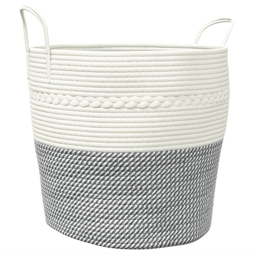 Vidaxl opbergmand ø 43x38 cm katoen grijs en wit