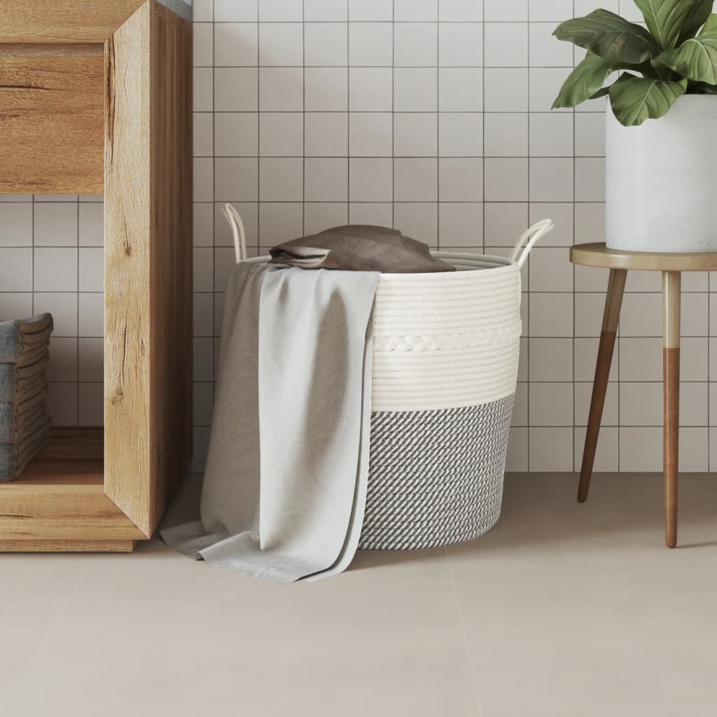 Vidaxl opbergmand ø 43x38 cm katoen grijs en wit