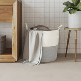 Vidaxl opbergmand ø 43x38 cm katoen grijs en wit